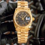 Swiss Copy Rolex DateJust ETA2836 Watch Gold and Black Arabic Dial